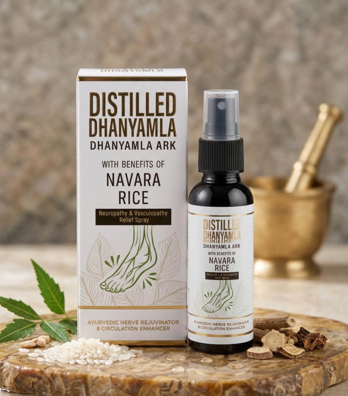Distilled Dhanyamla Ark with Navara Rice Ayurvedic Neuropathy & Vasculopathy Relief Spray
